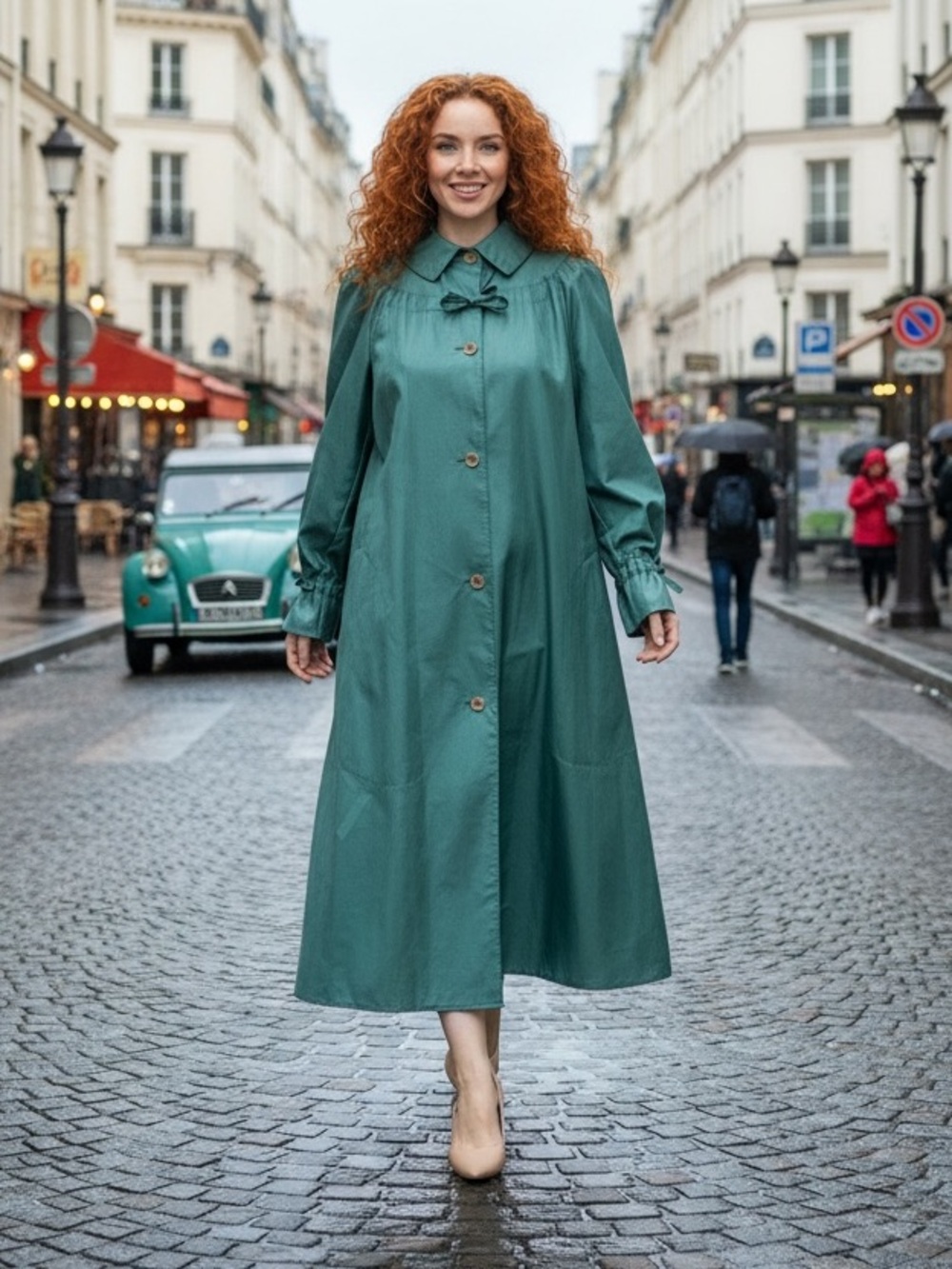 Unika Forecaster Boston Vintage Swing Coat Sage Green Taffeta Bow 11/12 Union